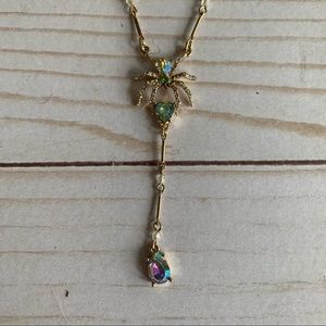 Betsy Johnson Spider Jewel Drop Adjustable Necklac
